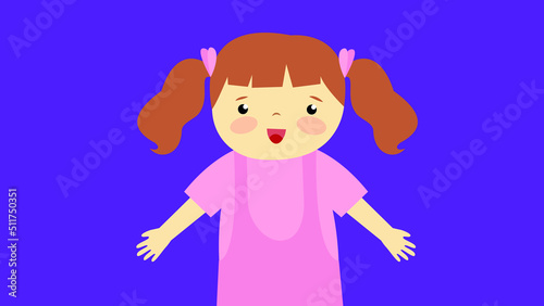 Girl with two ponytails rejoices