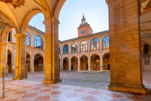 Inner yard of Archiginnasio of Bologna that houses now Municipal Library and the famous Anatomical Theatre. It is one of the most important building in Bologna. photo