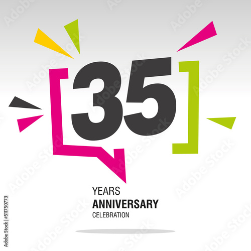 35 Years Anniversary celebration colorful white modern number logo icon banner