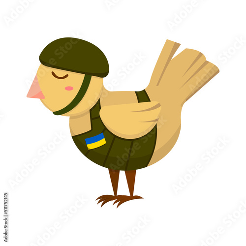 soldier bird. The symbol of the Ukrainian struggle against the invaders in a modern flat art minimalist style. Stop the War in Ukraine. Ukrainian flag blue and yellow