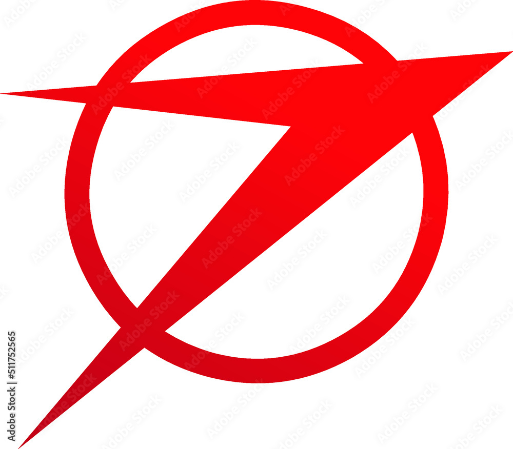 Red Logo design is a blend of circles with the direction of the arrow