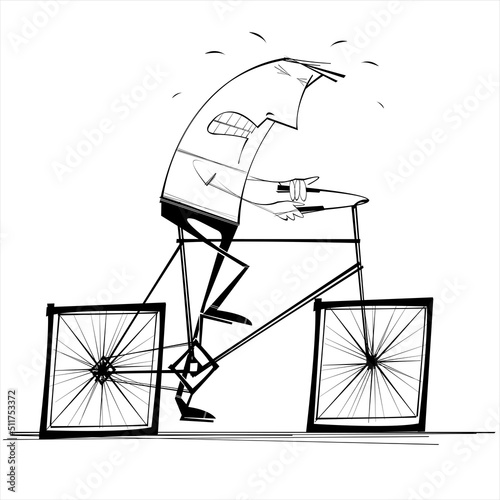 A Man on his square wheeled bike