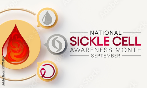 Sickle Cell disease awareness month is observed every year in September, it is a group of inherited red blood cell disorders. Millions of people do not know they have sickle cell trait. 3D Rendering