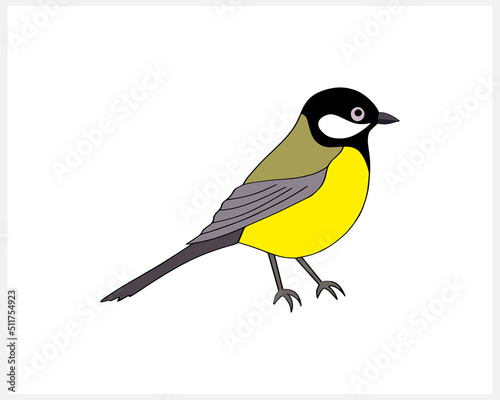 Doodle titmouse clip art isolated. Hand drawn animal. Hand drawn bird. Vector stock illustration. EPS 10