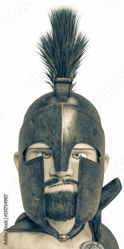 Fotografie, Obraz spartan warrior cartoon in a white background
