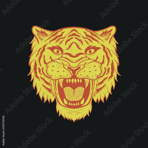 colorful tiger doodle illustration for sticker tattoo poster t-shirt design etc