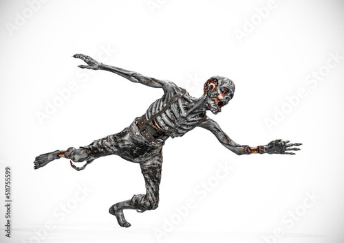 zombie is jumping on white background