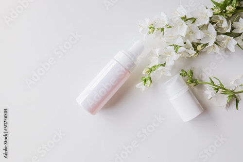 Set of cosmetic skin care products on a white background. Place for your logo
