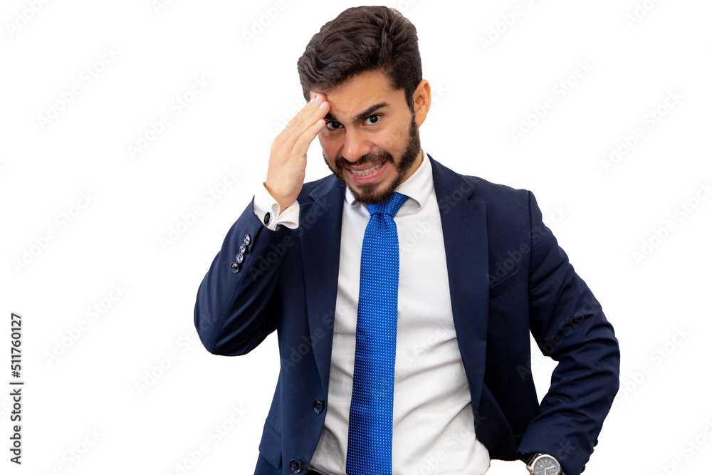 Businessman grimacing in a suit Businessman grimacing in a suit