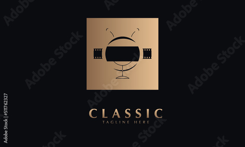 tv or cinema vector monogram logo template