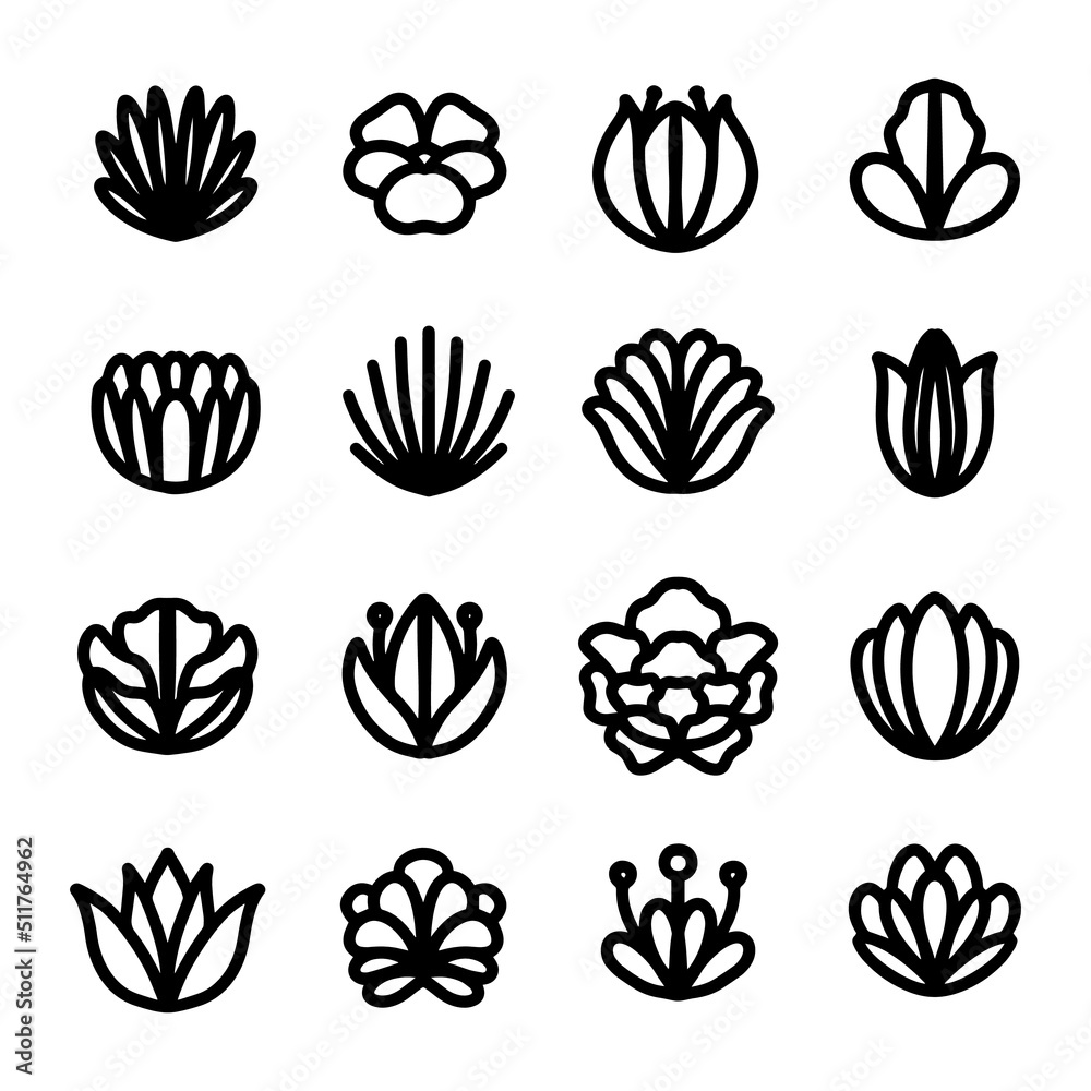 Digital illustration of flowers set