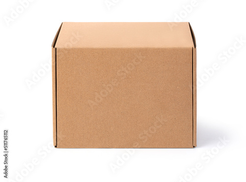 A brown cardboard box isolated on a white photo