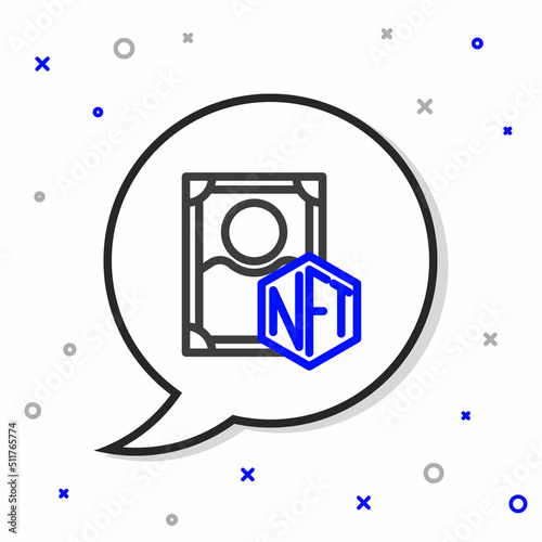 Line NFT Digital crypto art icon isolated on white background. Non fungible token. Colorful outline concept. Vector