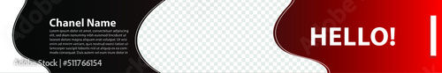 YouTube channel banner. Youtube Channel Cover. Red Dynamic Video Platform Banner with Transparent Background. Vector illustration