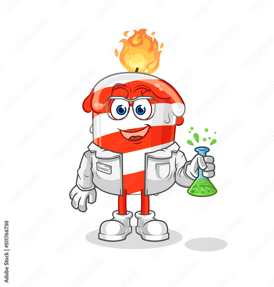 birthday candle scientist character. cartoon mascot vector