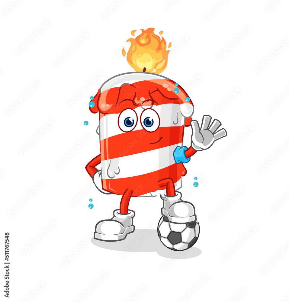 birthday candle playing soccer illustration. character vector