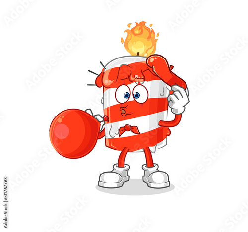 birthday candle pantomime blowing balloon. cartoon mascot vector