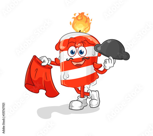 birthday candle matador with red cloth illustration. character vector