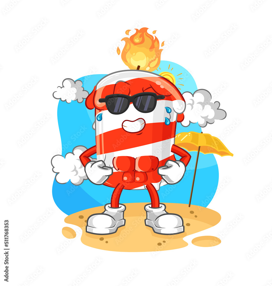 birthday candle sunbathing in summer. character vector