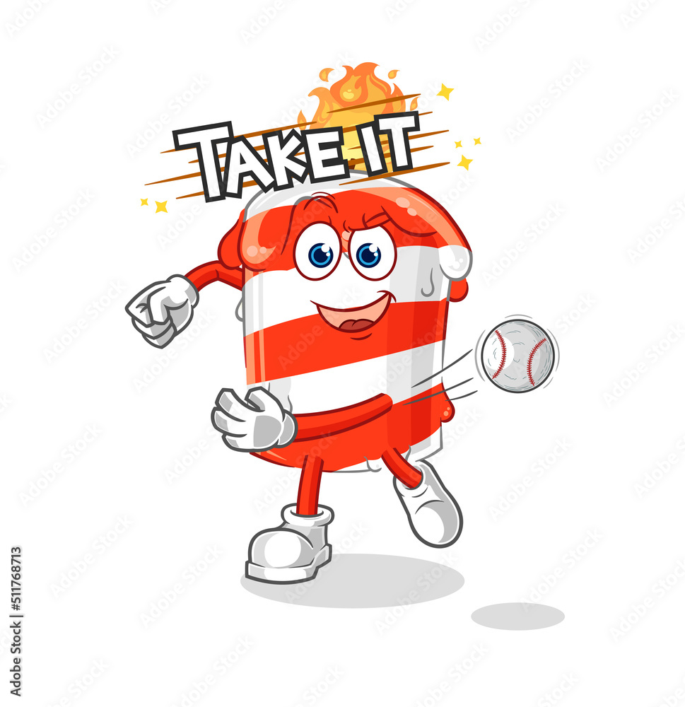 birthday candle throwing baseball vector. cartoon character birthday candle throwing baseball vector. cartoon character