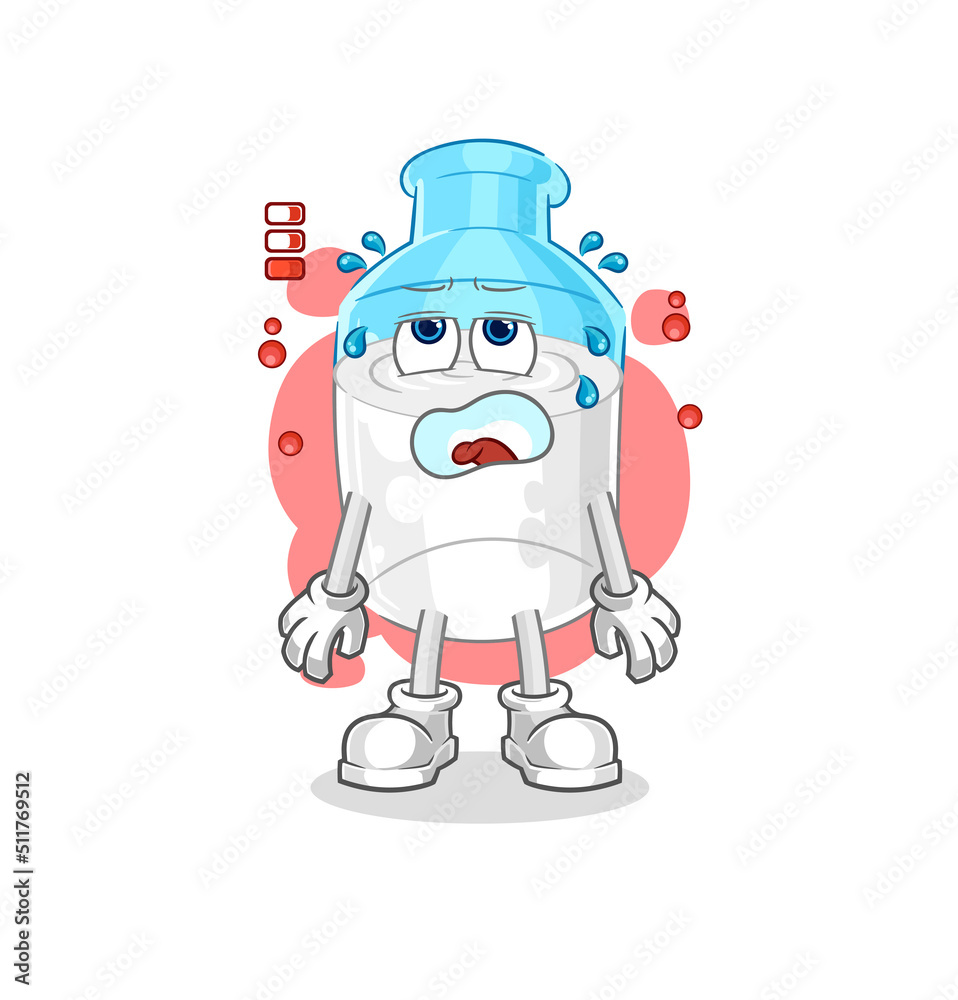 bottle of milk low battery mascot. cartoon vector