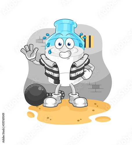bottle of milk criminal in jail. cartoon character