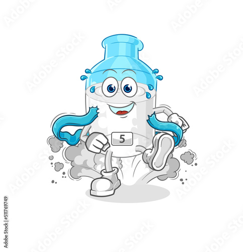 bottle of milk runner character. cartoon mascot vector