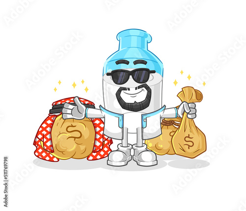 bottle of milk rich arabian mascot. cartoon vector