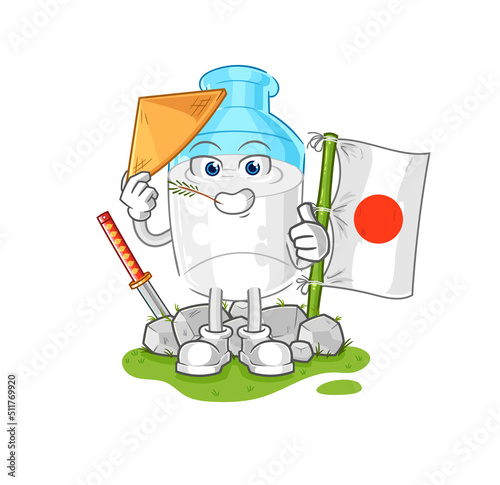 bottle of milk japanese vector. cartoon character