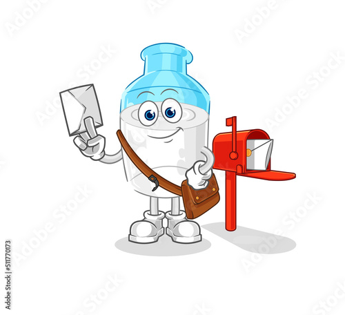bottle of milk postman vector. cartoon character