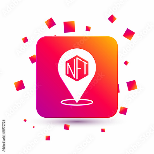 White NFT Digital crypto art icon isolated on white background. Non fungible token. Square color button. Vector