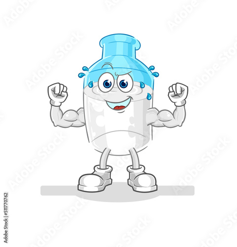 bottle of milk muscular cartoon. cartoon mascot vector