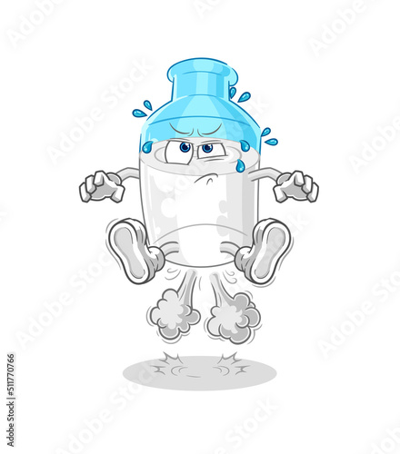 bottle of milk fart jumping illustration. character vector