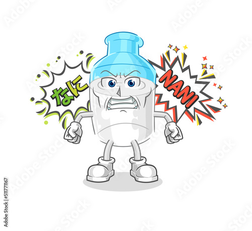 bottle of milk anime angry vector. cartoon character