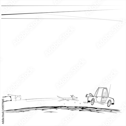 A dog and its owner are chasing a car