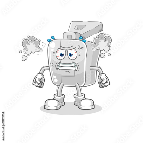 zipper very angry mascot. cartoon vector