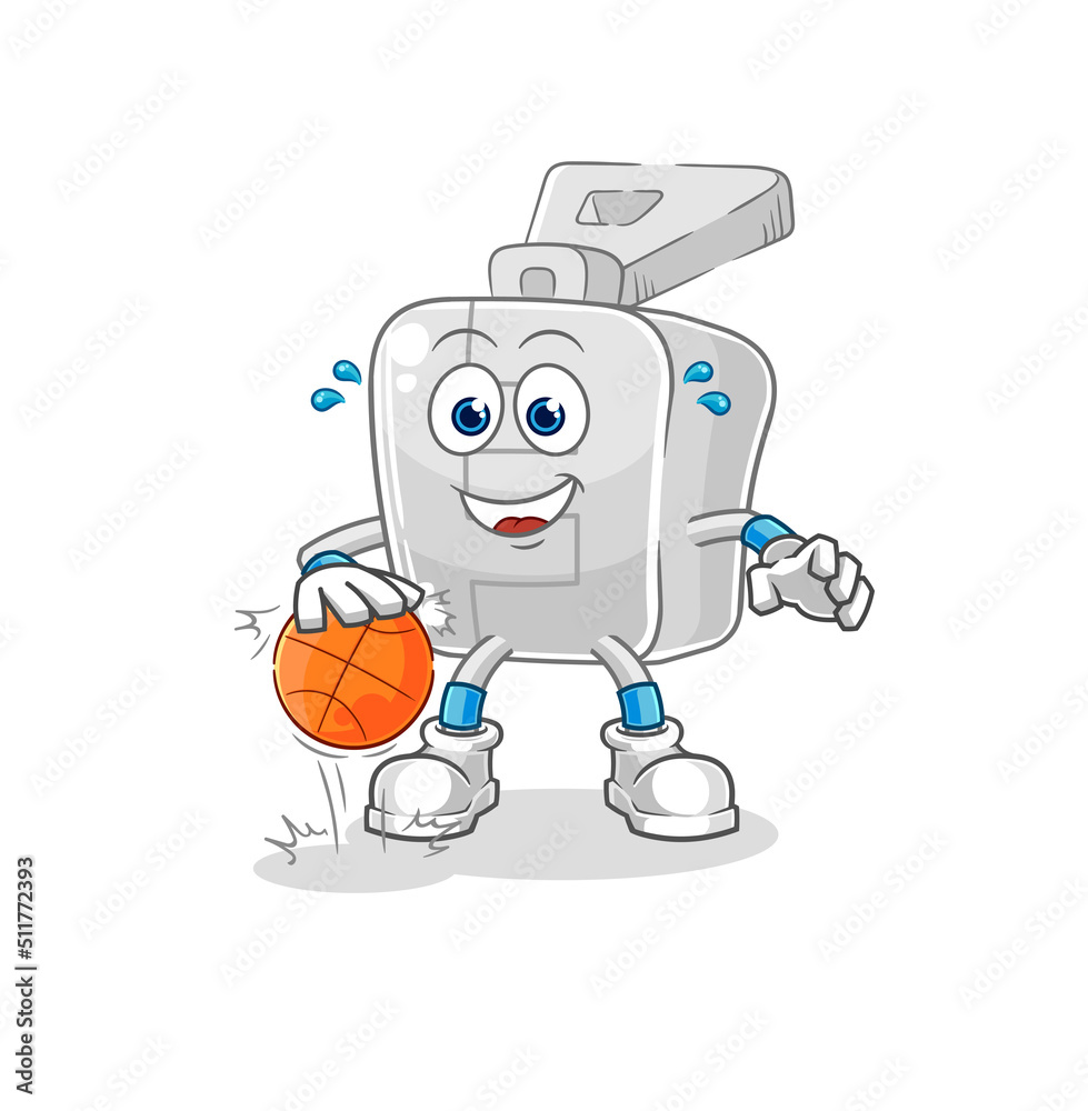 zipper dribble basketball character. cartoon mascot vector