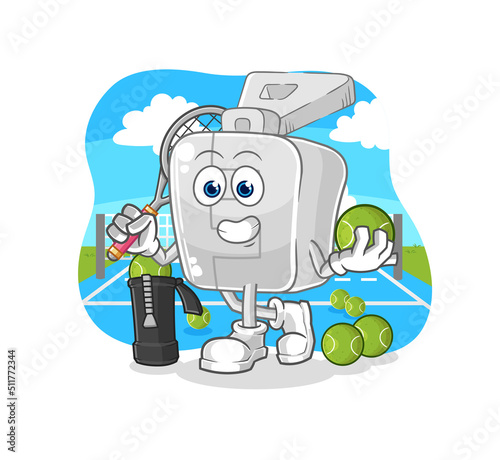 zipper plays tennis illustration. character vector