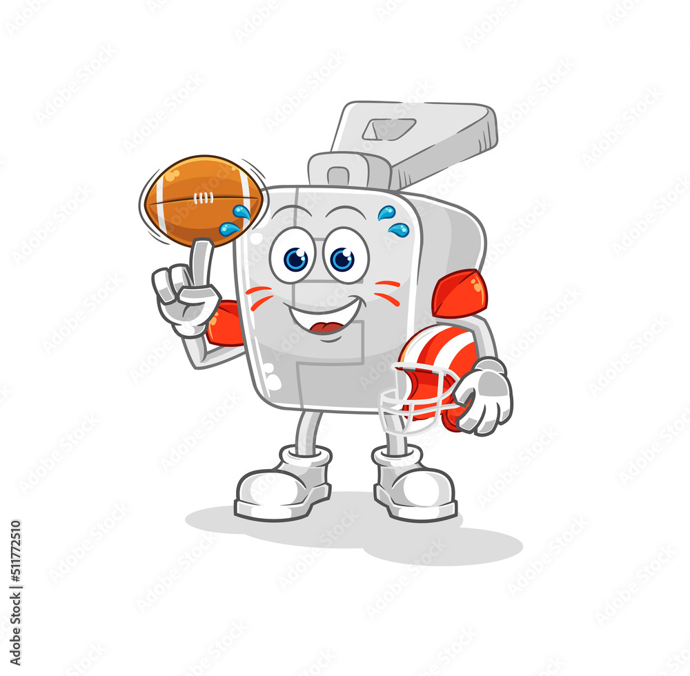 zipper playing rugby character. cartoon mascot vector