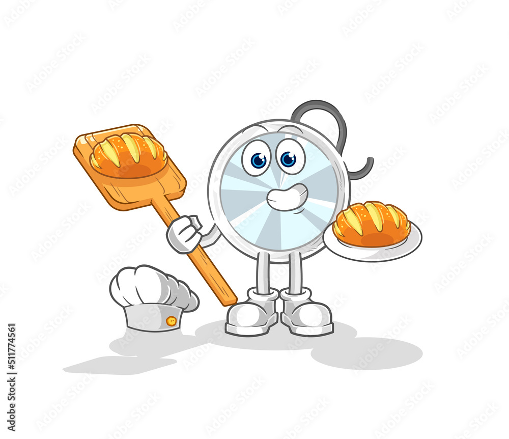Obraz premium stethoscope baker with bread. cartoon mascot vector