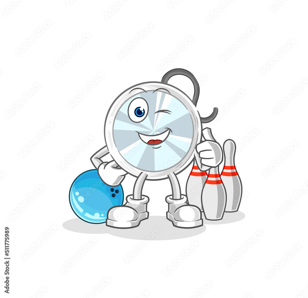 stethoscope play bowling illustration. character vector