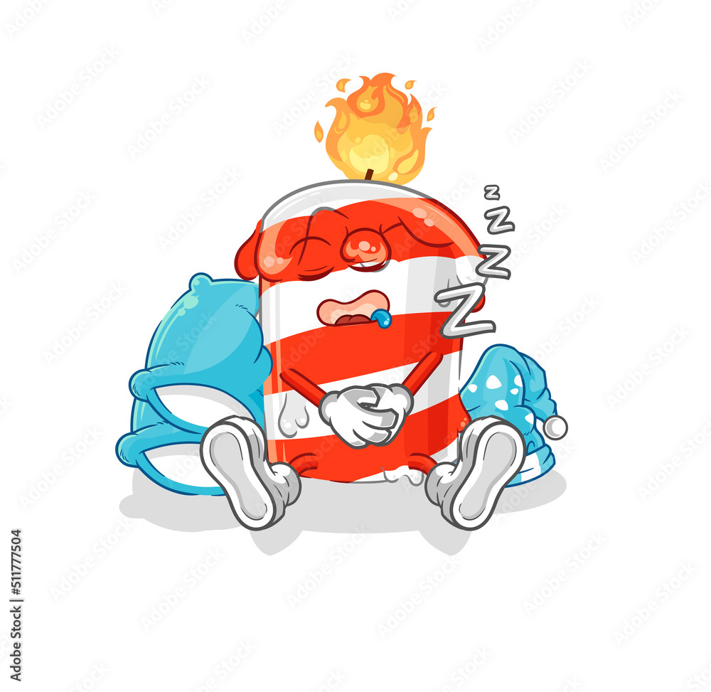 birthday candle sleeping character. cartoon mascot vector