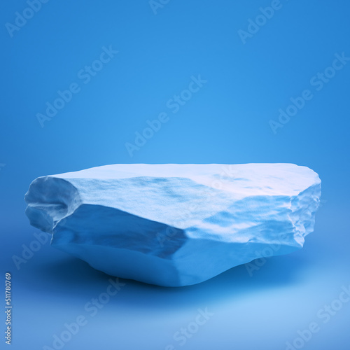 Blue colored stone podium for display product. 3d illustration