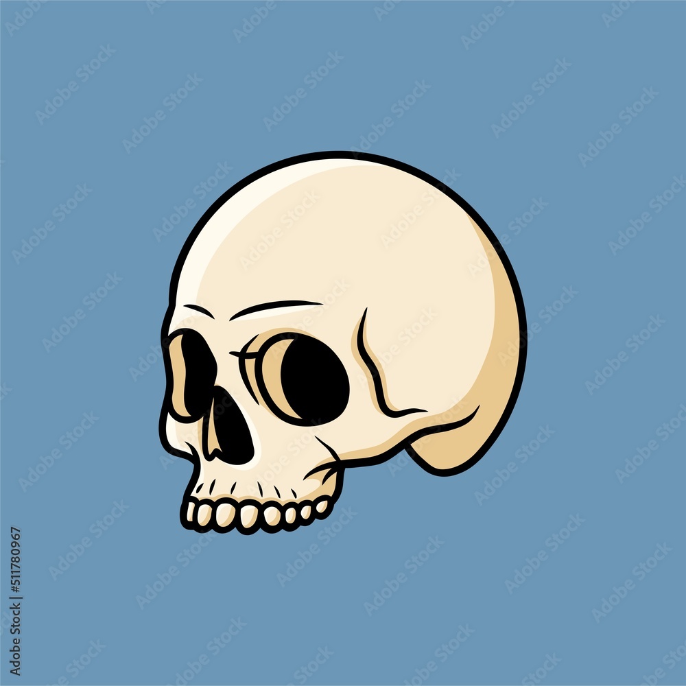 Jawless right-facing Skull Illustration Cartoon Vector Jawless right-facing Skull Illustration Cartoon Vector