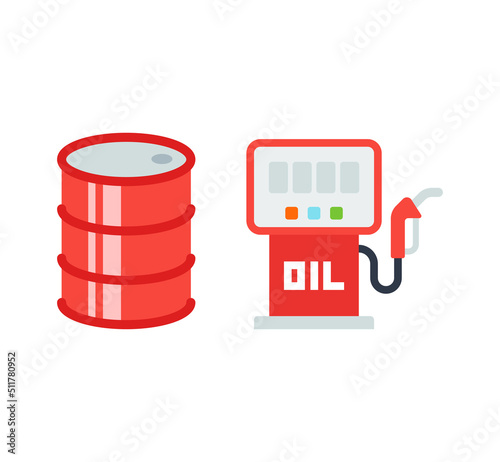 Fuel pump and oil drum vector isolated icon