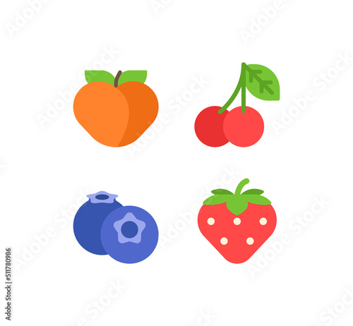 Fototapeta Naklejka Na Ścianę i Meble -  Fruit vector icon set. Fruit illustrations