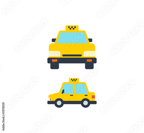 Taxi car vector isolated icon set
