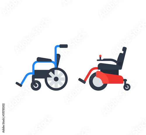 Wheelchair vector isolated icon set