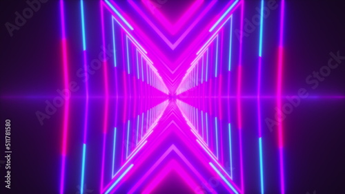 Neon tunnel. Computer generated 3d render