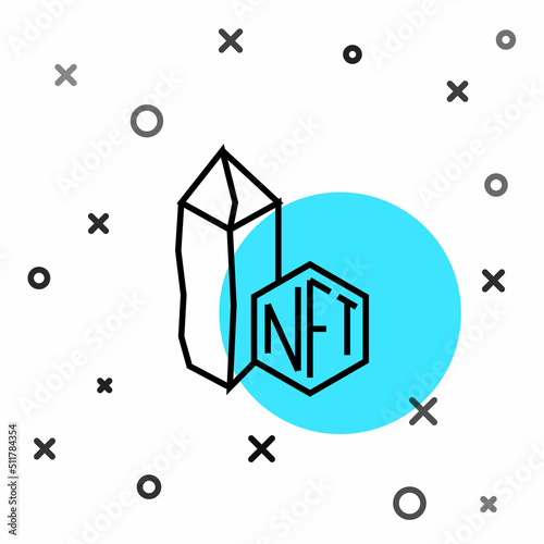 Black line NFT Digital crypto art icon isolated on white background. Non fungible token. Random dynamic shapes. Vector